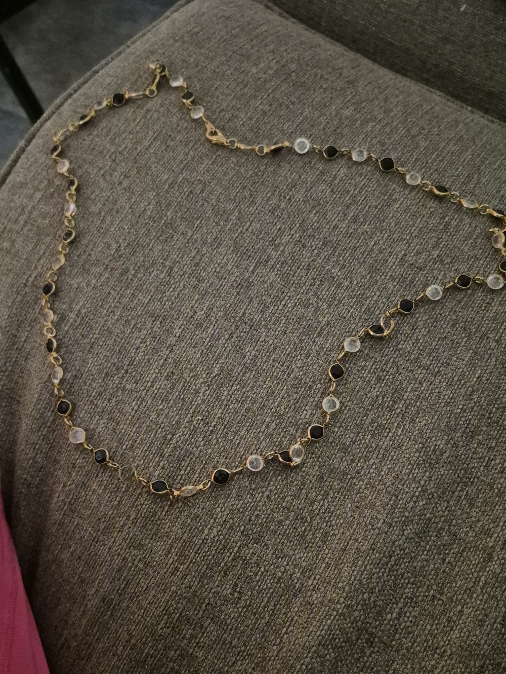 Vintage Swarovski Gold-Tone Necklace with Black and Clear Stones